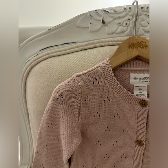 *SOLD* 🐇 Baby 18 Mth Organic Pointelle Knit Onesie Cotton Outfit in Blush NWT - Picture 4 of 7